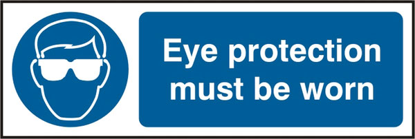Beeswift Eye Protection Rigid Pvc Sign - White Blue 300 X 100MM - Customisable Mandatory Signs