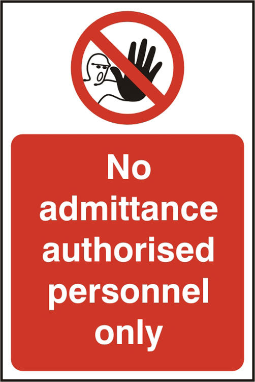 Beeswift Authorised Personnel Rigid Pvc Sign - White Red 200X300MM - Customisable Prohibition Signs
