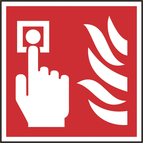 Beeswift Fire Alarm Call Point Sign Self Adhesive - Red 100X100MM - Customisable Fire Equipment Signs