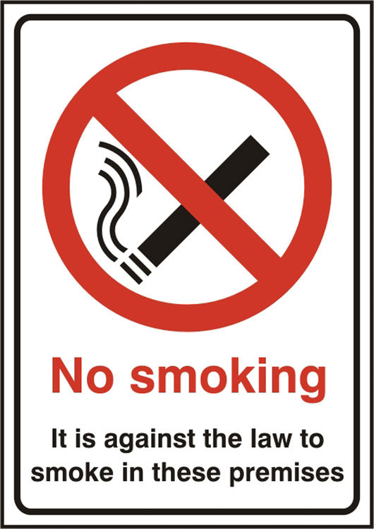 Beeswift No Smoking Rigid Pvc Sign - White 148X210MM - Customisable Prohibition Signs