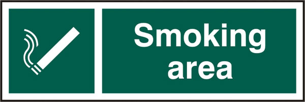 Beeswift Smoking Area Rigid Pvc Sign - Green 300X100MM - Customisable Smoking Area Signs