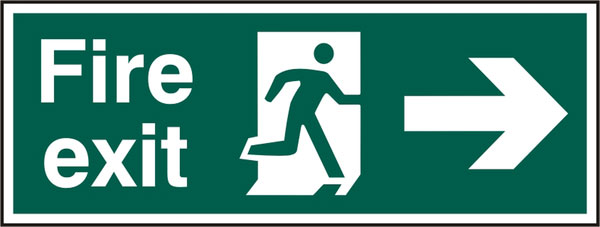 Beeswift Fire Exit Right Arrow Sign Rigid Pvc - Green 400X150MM - Customisable Fire Exit Signs