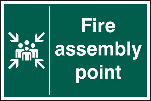 Beeswift Fire Assembly Point Rigid Pvc Sign - Green 200X300MM - Customisable Assembly Point Signs