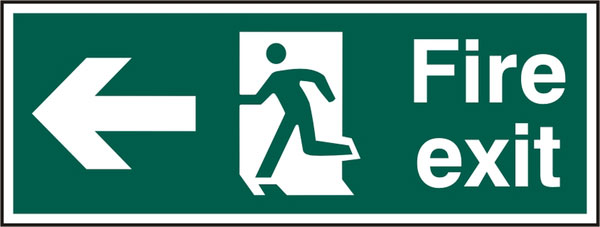 Beeswift Fire Exit Left Arrow Sign Rigid Pvc - Green 400X150MM - Customisable Fire Exit Signs