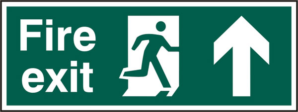 Beeswift Fire Exit Up Arrow Sign Rigid Pvc - Green 400X150MM - Customisable Fire Exit Signs