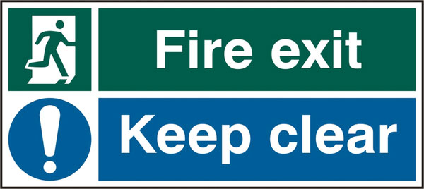 Beeswift Fire Exit Keep Clear Sign Rigid Pvc - White 450X200MM - Customisable Fire Exit Signs
