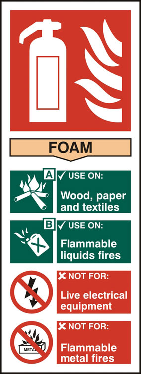 Beeswift Fire Extinguisher Foam Sign Rigid Pvc - White 82X202MM - Customisable Fire Equipment Signs
