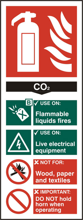 Beeswift Fire Extinguisher Co Sign Rigid Pvc - White 82X202MM - Customisable Fire Equipment Signs