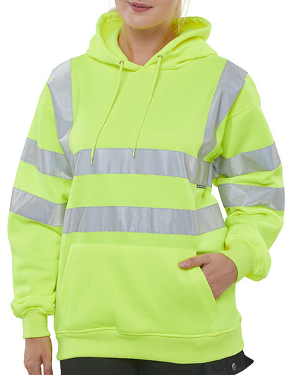 Beeswift Essential Pull Over Hi Vis Hoodie - Saturn Yellow - Customisable Sweatshirts