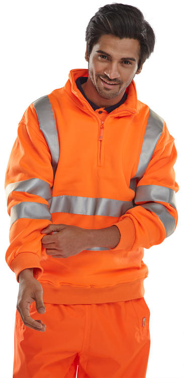 Beeswift Essential Quarter Zip Sweatshirt Hi Vis Jumper - - Customisable Sweatshirts