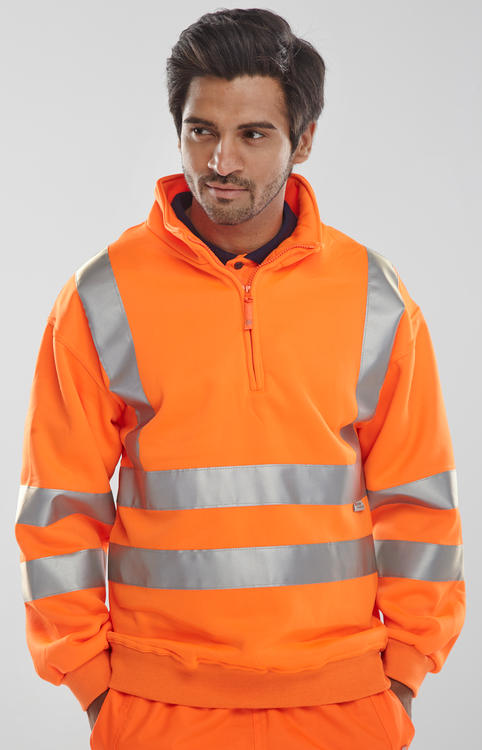Beeswift Essential Quarter Zip Sweatshirt Hi Vis Jumper - - Customisable Sweatshirts