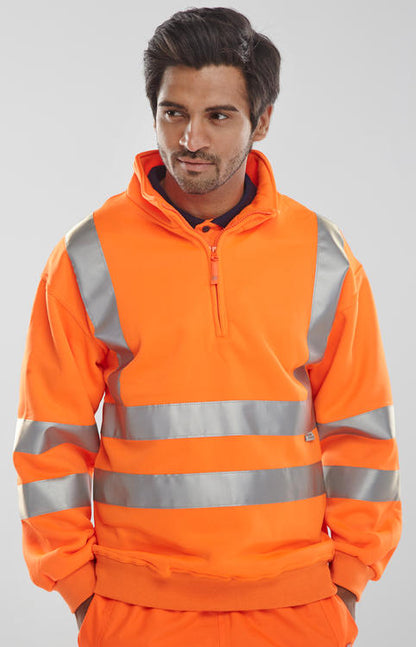 Beeswift Essential Quarter Zip Sweatshirt Hi Vis Jumper - - Customisable Sweatshirts