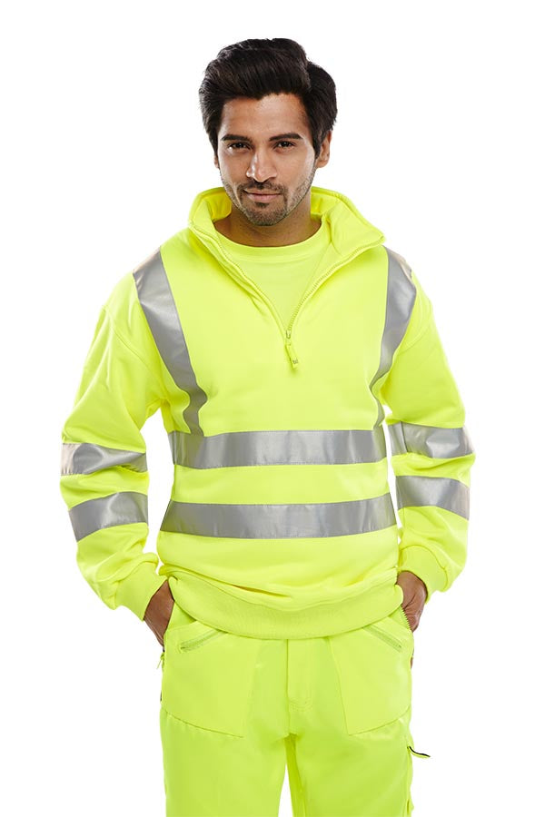 Beeswift Essential Quarter Zip Sweatshirt Hi Vis Jumper - - Customisable Sweatshirts
