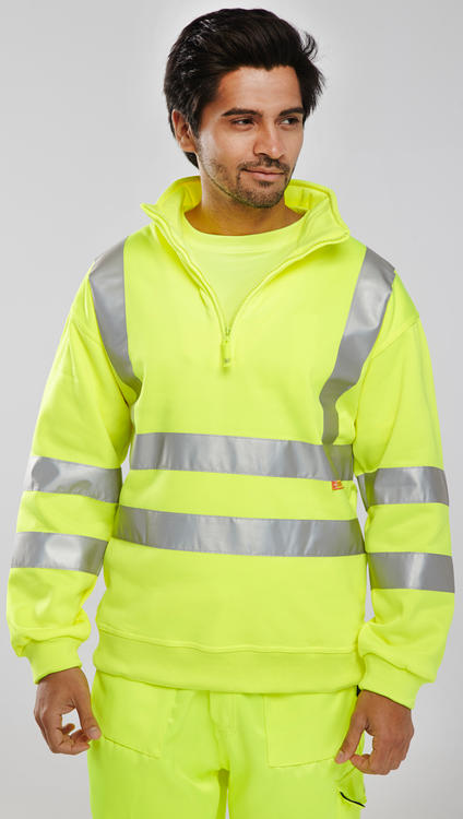 Beeswift Essential Quarter Zip Sweatshirt Hi Vis Jumper - - Customisable Sweatshirts