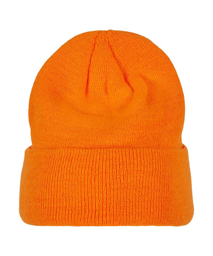 Build Your Brand BYB Heavy knit beanie BY001 - Orange One size - Customisable Beanies