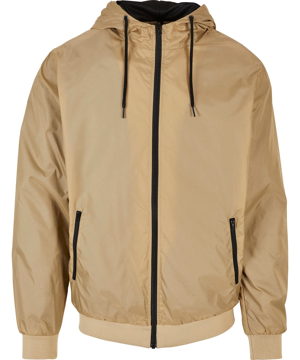 Build Your Brand BYB Wind runner BY016 - Union Beige Black - Customisable Jackets