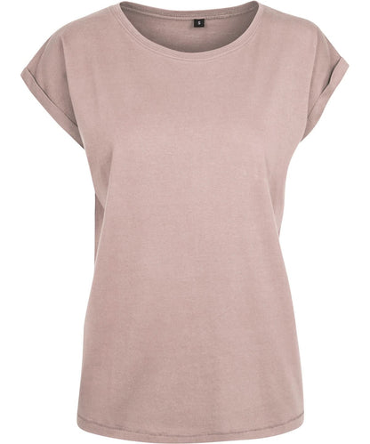 Build Your Brand BYB Womens extended shoulder tee Black BY021 - Dusk Rose - Customisable T-Shirts