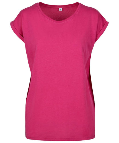 Build Your Brand BYB Womens extended shoulder tee Black BY021 - Hibiskus Pink - Customisable T-Shirts