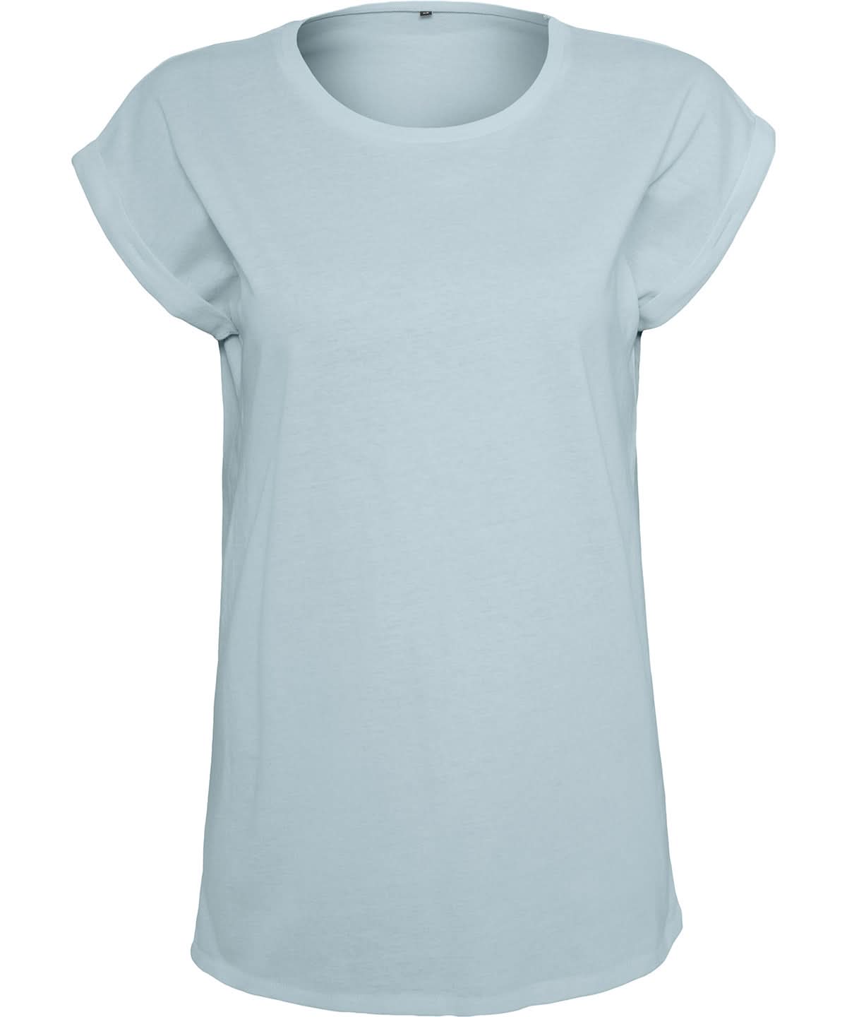 Build Your Brand BYB Womens extended shoulder tee Powder Blue BY021 - Powder Blue - Customisable T-Shirts