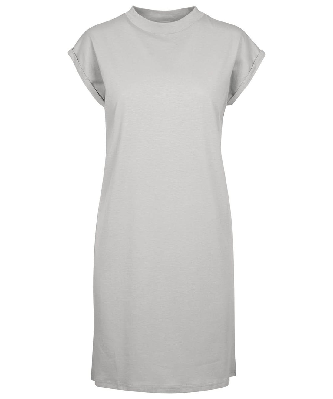 Build Your Brand BYB Womens turtle extended shoulder dress Light Asphalt BY101 - Light Asphalt - Customisable Dresses