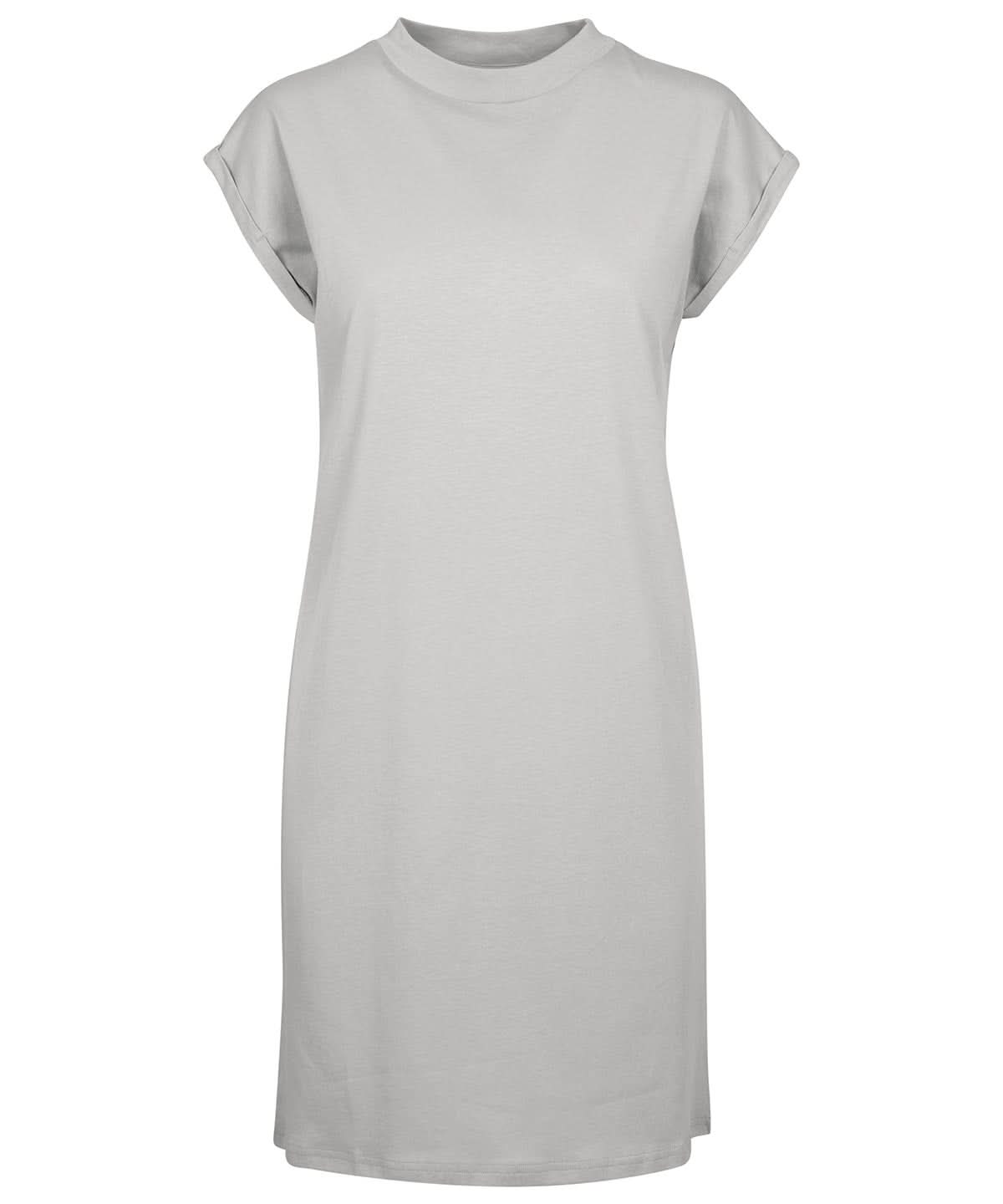 Build Your Brand BYB Womens turtle extended shoulder dress Light Asphalt BY101 - Light Asphalt - Customisable Dresses