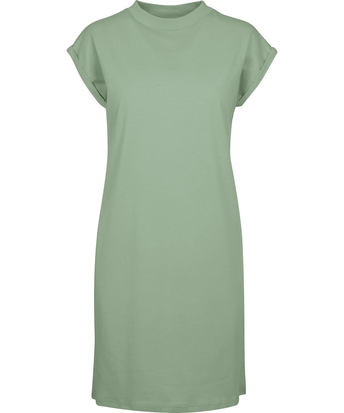 Build Your Brand BYB Womens turtle extended shoulder dress Magic Salvia BY101 - Magic Salvia - Customisable Dresses