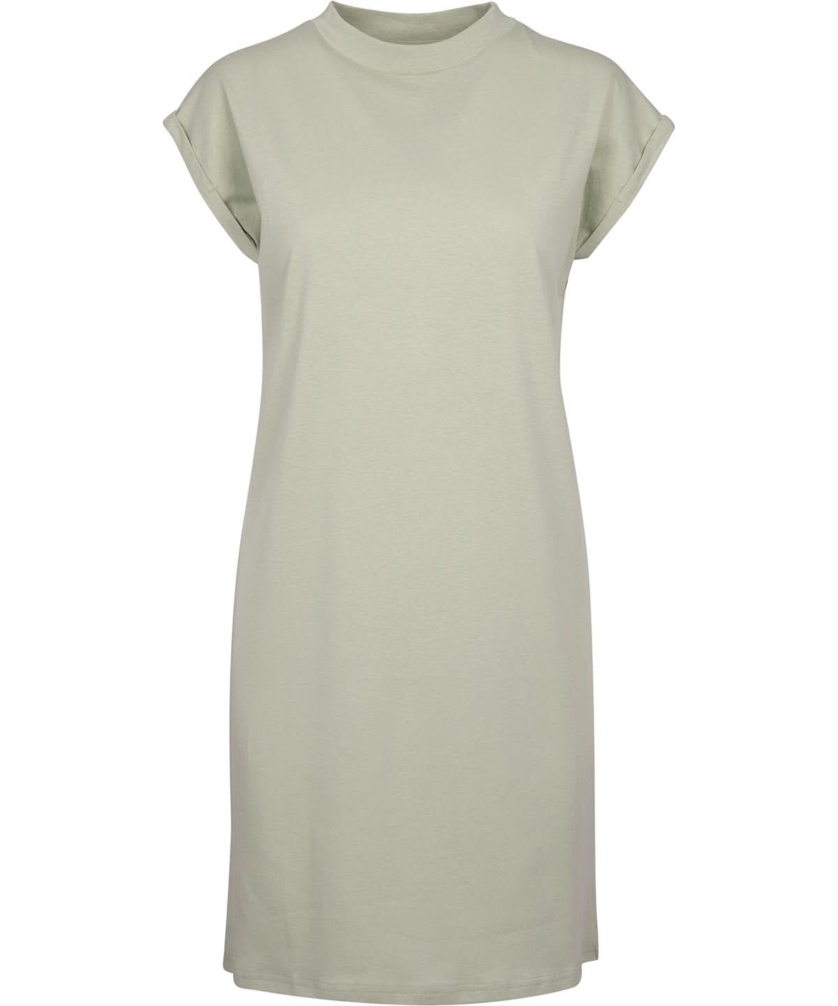 Build Your Brand BYB Womens turtle extended shoulder dress Soft Salvia BY101 - Soft Salvia - Customisable Dresses