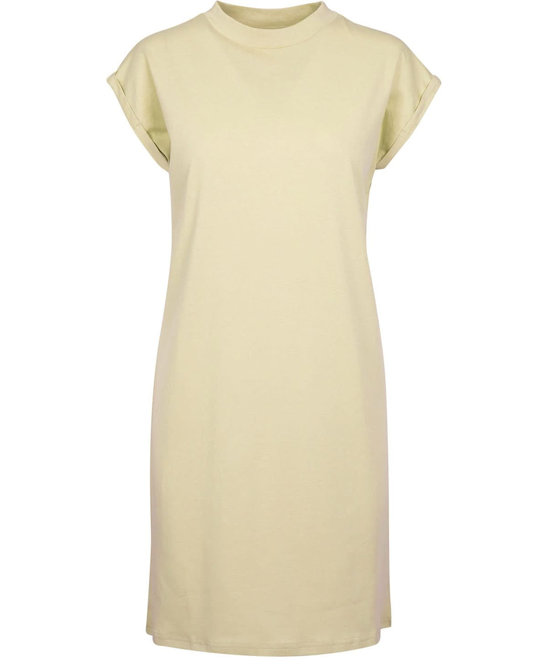 Build Your Brand BYB Womens turtle extended shoulder dress Soft Yellow BY101 - Soft Yellow - Customisable Dresses