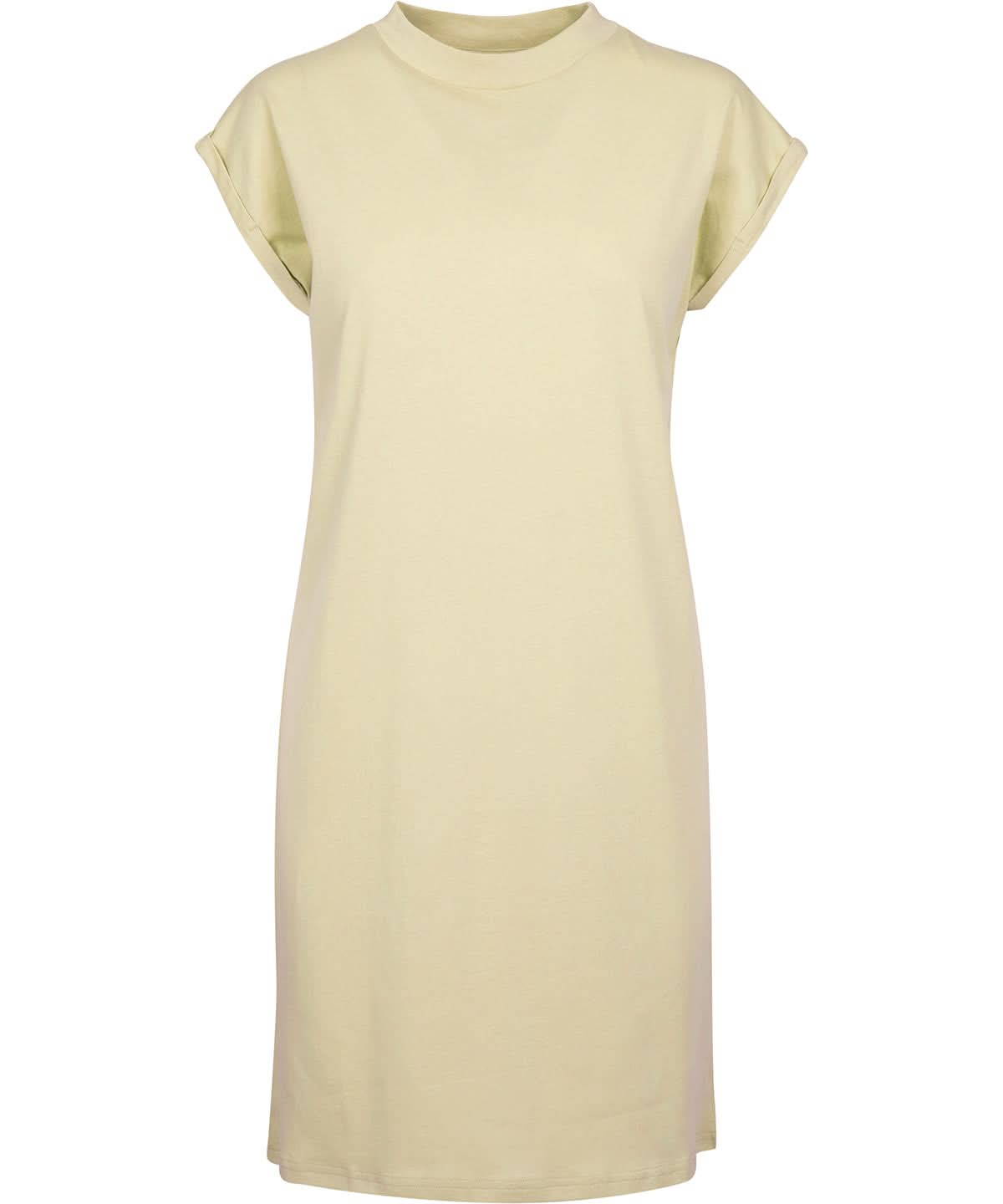 Build Your Brand BYB Womens turtle extended shoulder dress Soft Yellow BY101 - Soft Yellow - Customisable Dresses