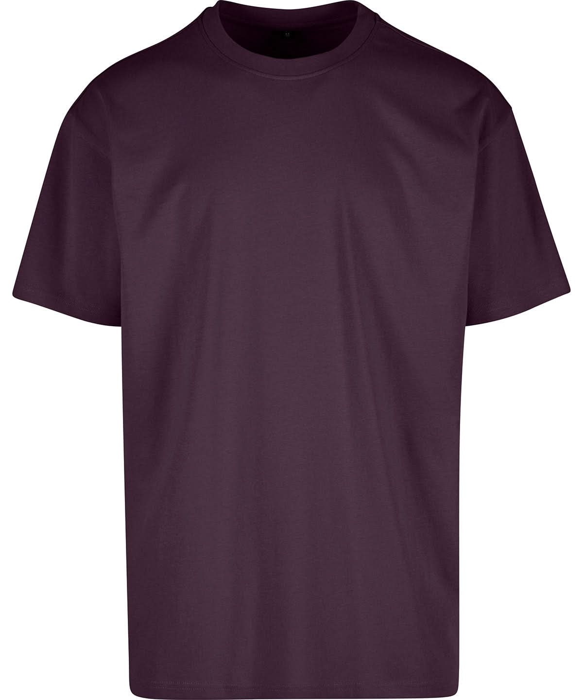 Build Your Brand BYB Heavy oversized tee Plum Purple BY102 - Plum Purple - Customisable T-Shirts
