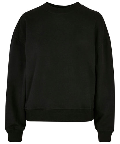 Build Your Brand BYB Womens oversized crew neck sweatshirt BY212 - Black - Customisable Sweatshirts