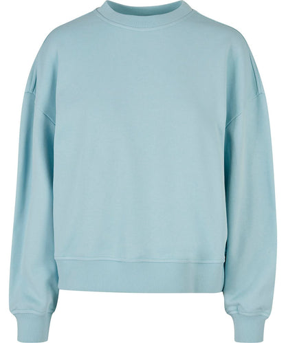 Build Your Brand BYB Womens oversized crew neck sweatshirt BY212 - Ocean Blue - Customisable Sweatshirts