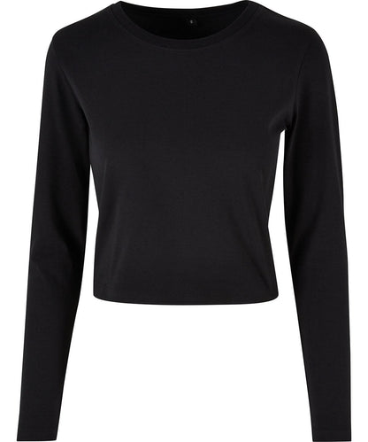 Build Your Brand BYB Womens short long sleeve BY261 - Black - Customisable T-Shirts