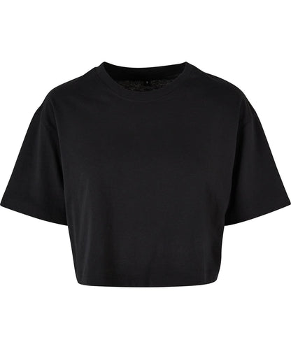 Build Your Brand BYB Womens short oversized tee BY264 - Black - Customisable T-Shirts