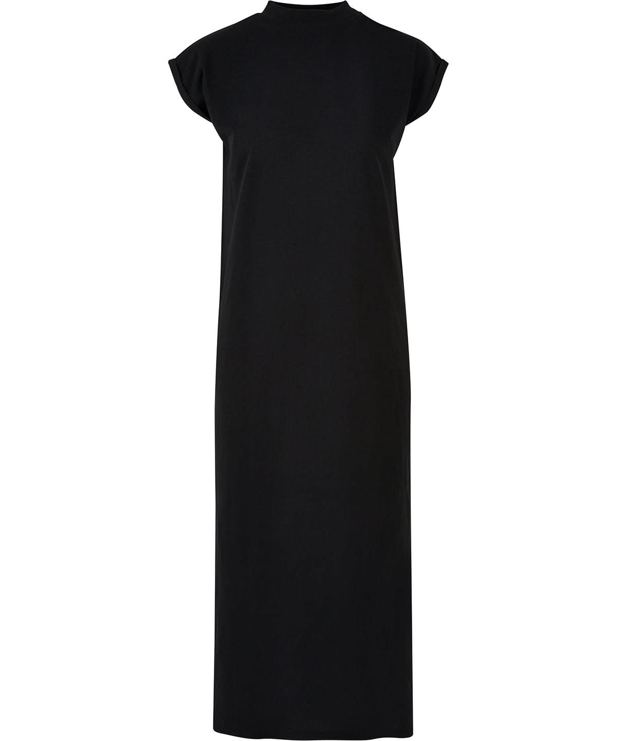 Build Your Brand BYB Womens long extended shoulder dress BY302 - Black - Customisable Dresses