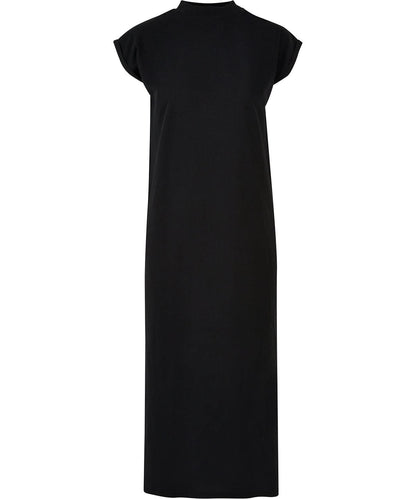 Build Your Brand BYB Womens long extended shoulder dress BY302 - Black - Customisable Dresses