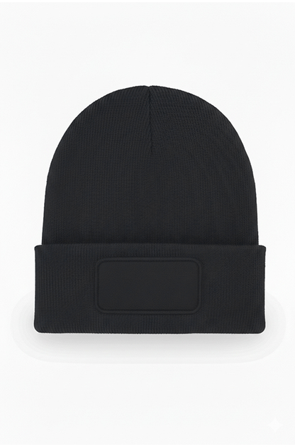 Rectangular Patch Beanie - UC411 - Black One - Customisable HEADWEAR