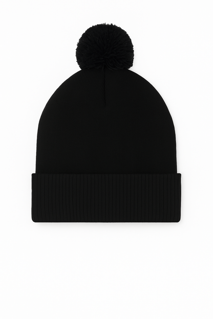 Pom Pom Beanie - UC413 - Black One - Customisable HEADWEAR