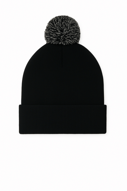 Pom Pom Beanie - UC413 - Black Graphite Grey One - Customisable HEADWEAR