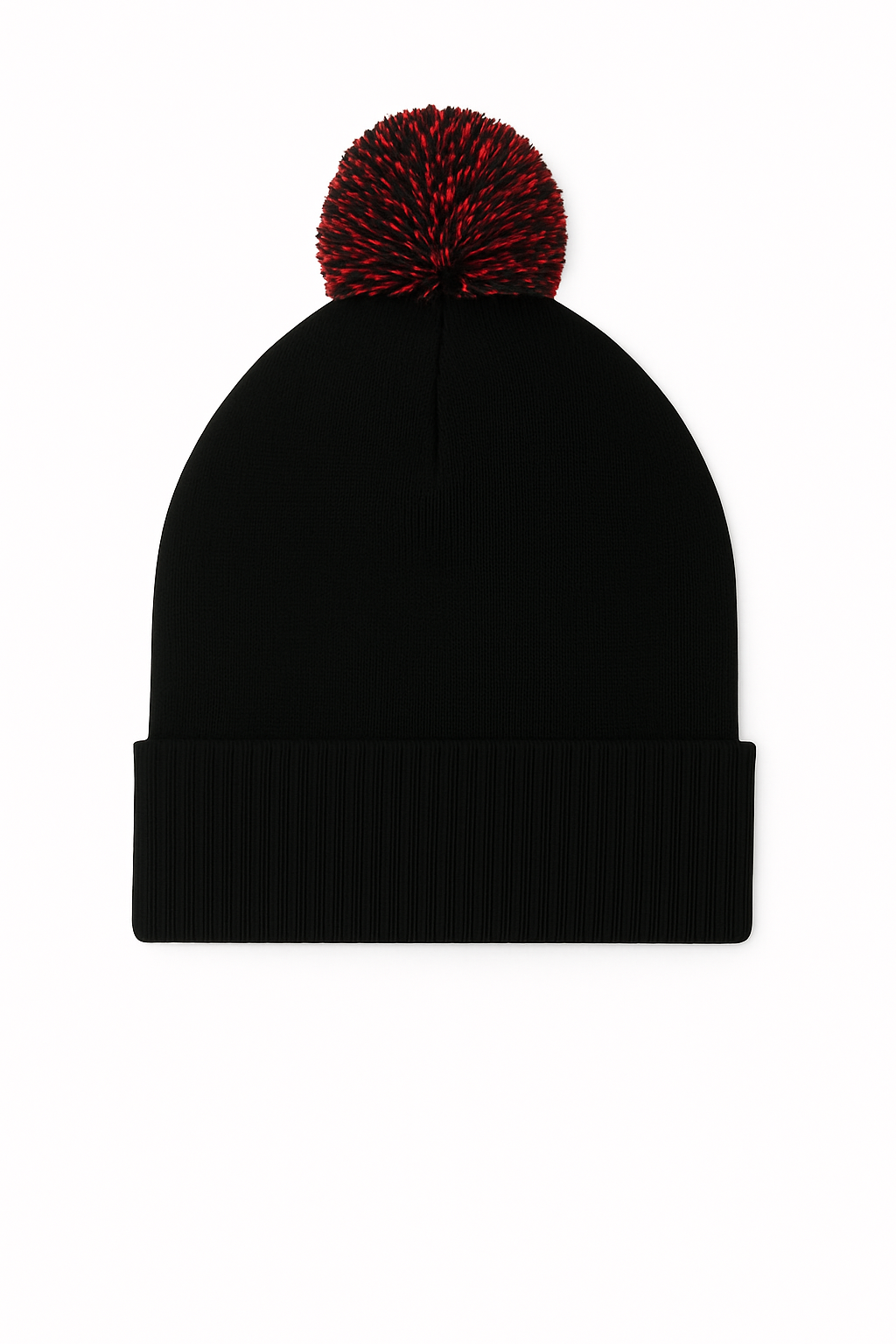 Pom Pom Beanie - UC413 - Black Red One - Customisable HEADWEAR
