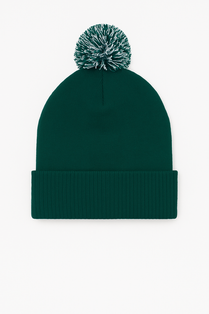 Pom Pom Beanie - UC413 - Bottle Green Off White One - Customisable HEADWEAR