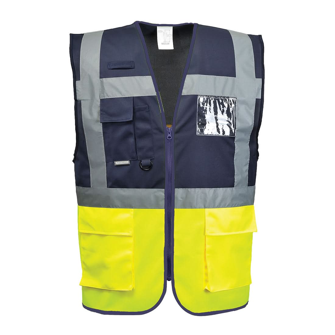 Portwest Paris Hi Vis Contrast Executive Vest C276 - Yellow Navy - Customisable HV Vest