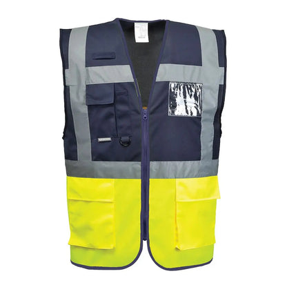 Paris Hi Vis Contrast Executive Vest C276 - Yellow Navy - Customisable Vests