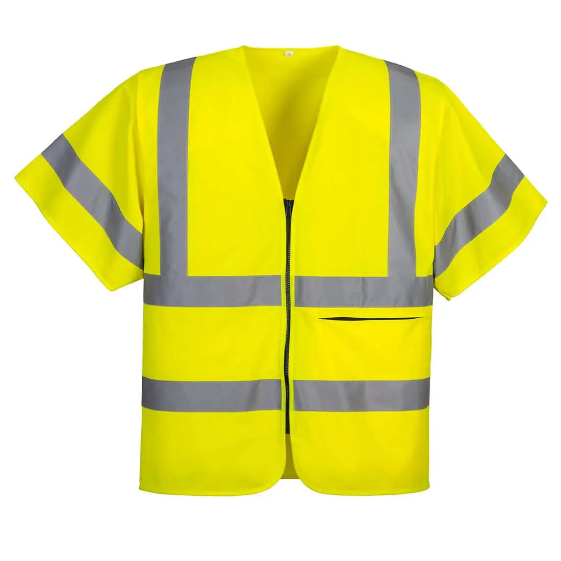 Hi Vis Band And Brace Zip Vest S/S C372 - Yellow - Customisable Vests