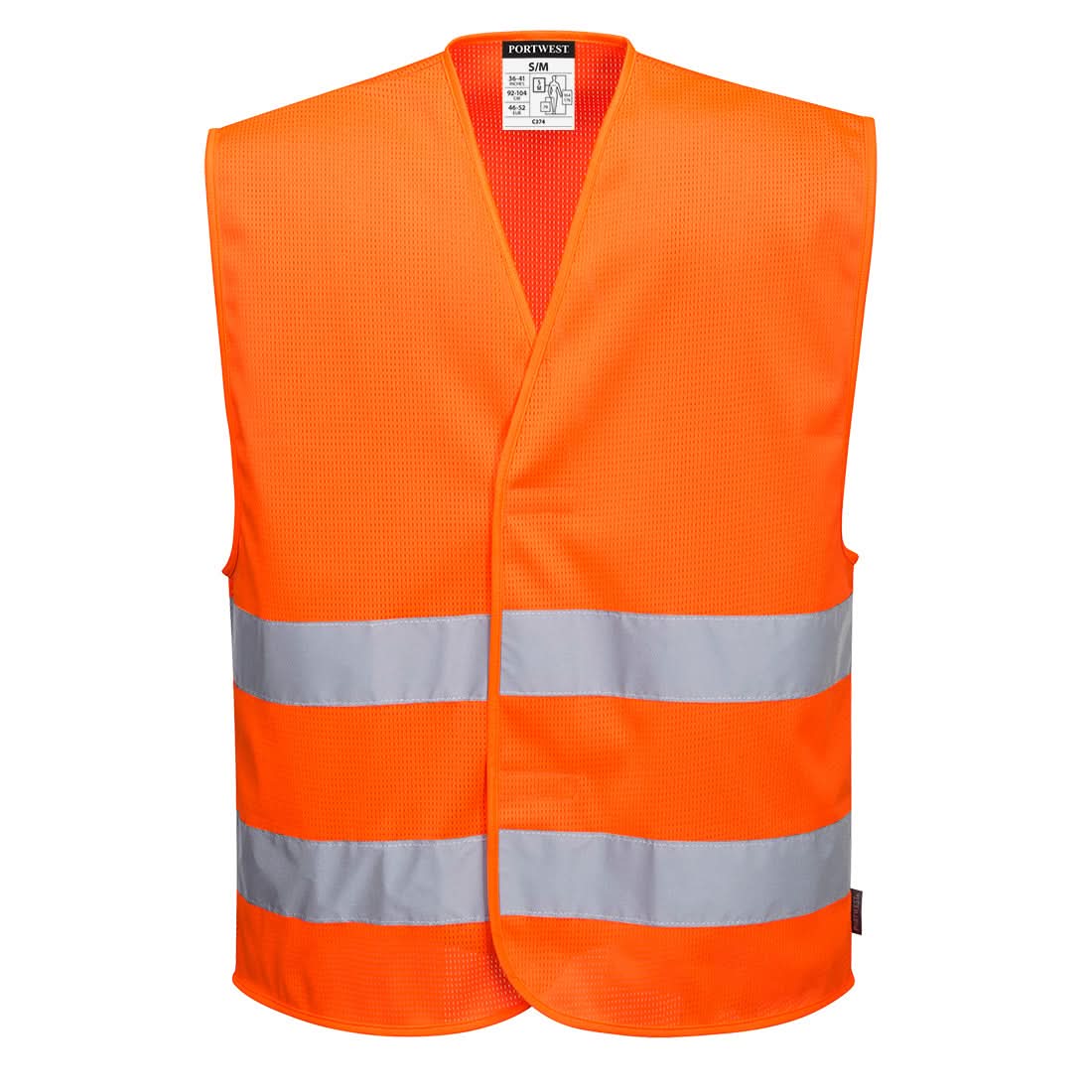 Portwest Hi Vis Mesh Two Band Vest C374 - Orange - Customisable HV Vest