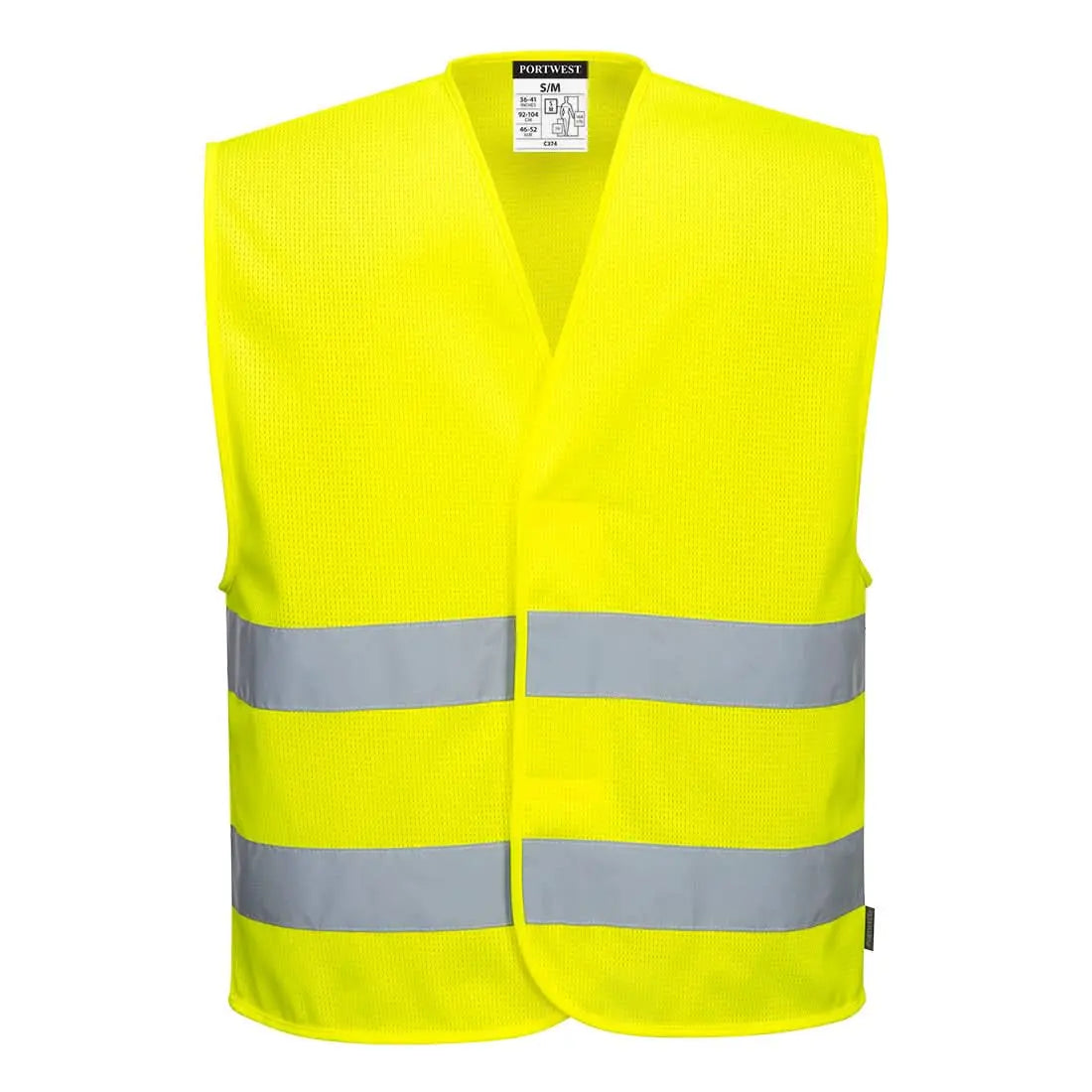 Hi Vis Mesh Two Band Vest C374 - Yellow - Customisable Vests