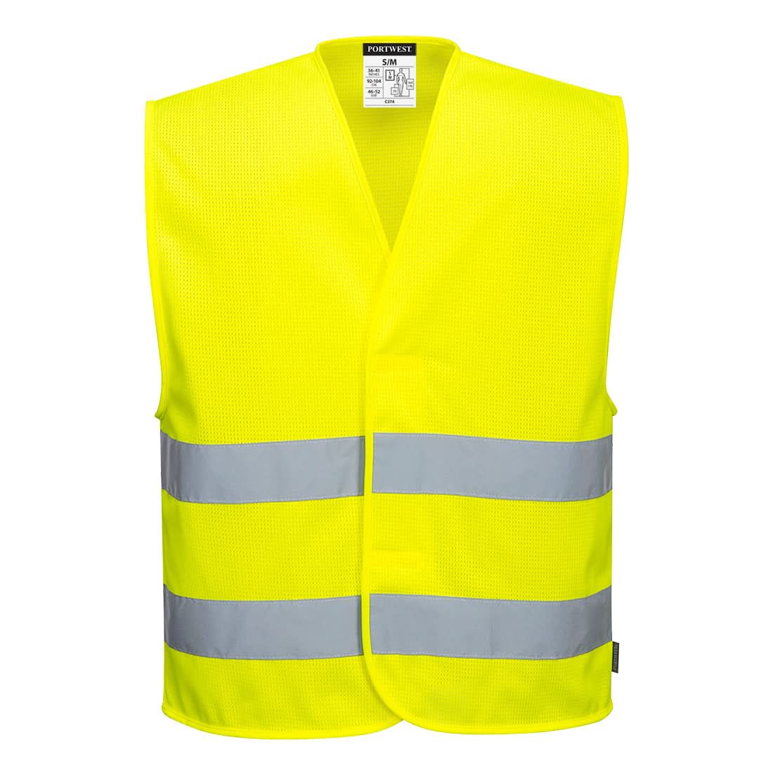 Portwest Hi Vis Mesh Two Band Vest C374 - Yellow - Customisable HV Vest