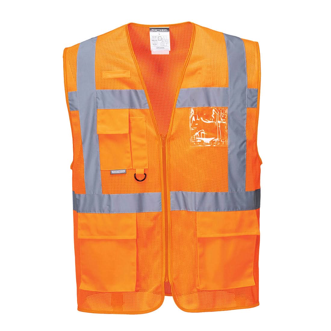 Portwest Athens Hi Vis Mesh Executive Vest C376 - Orange - Customisable HV Vest