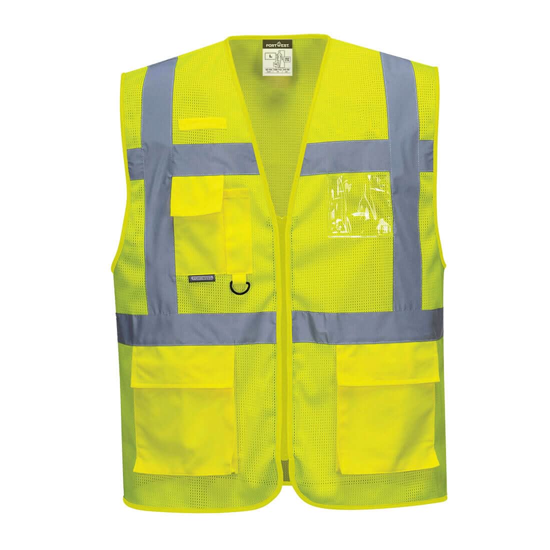 Portwest Athens Hi Vis Mesh Executive Vest C376 - Yellow - Customisable HV Vest