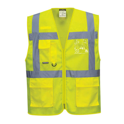 Portwest Athens Hi Vis Mesh Executive Vest C376 - Yellow - Customisable HV Vest